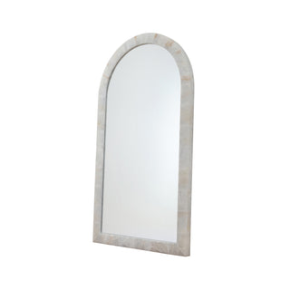 side view of calista large arched mirror showcasing vertical silhouette and rounded edge