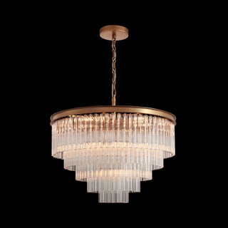 Moorizon Marais Round Chandelier Medium – Tiered round crystal chandelier with warm brass frame