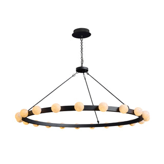 Polished nickel alloy chandelier with hand-blown spiral glass globes in varied sizes