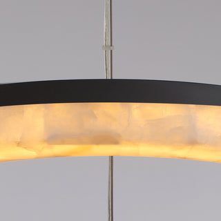 detail of stone ring detail and LED diffuser texture on Calista chandelier
