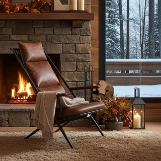 Moorizon Fisherman’s Rest lounge chair in light brown, upholstered modern accent chair