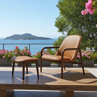 Moorizon Harvest lounge chair in Light Brown — relaxed outdoor/indoor chair with angled back