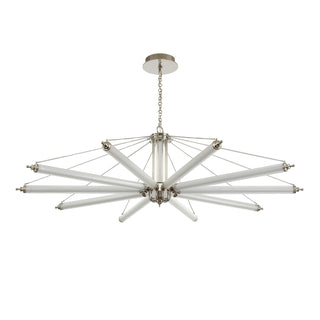 modern Aurora Embrace chandelier showcasing brushed metal frame and radial symmetry