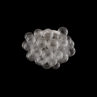 Bubble flush mount ceiling light on black background, clear glass orbs with lights off