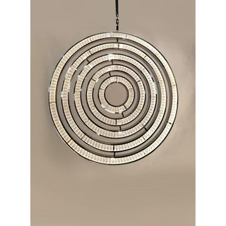 Overhead view of Celestial Orbit chandelier, concentric circular rings with integrated LED light