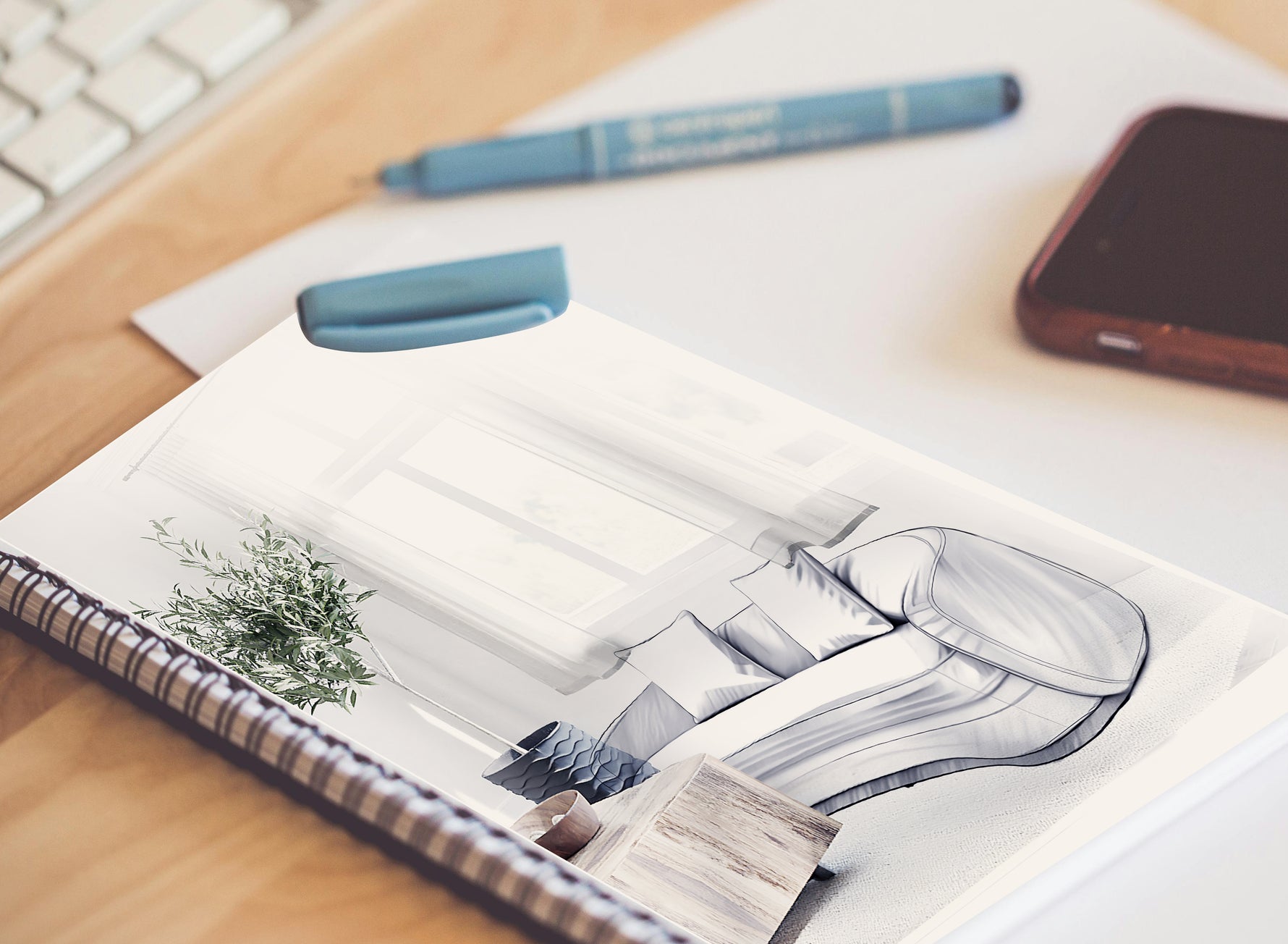 Interior designer sketching lighting concepts on desk — Moorizon design process