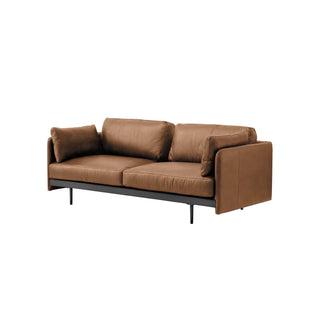Edge Collection three-seater sofa in cognac brown leather