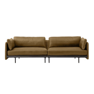 front view of Edge Collection four-seater sofa in local brown leather