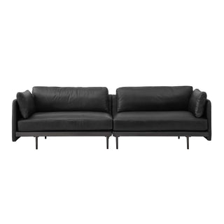 front view of Edge Collection four-seater sofa in new black leather 