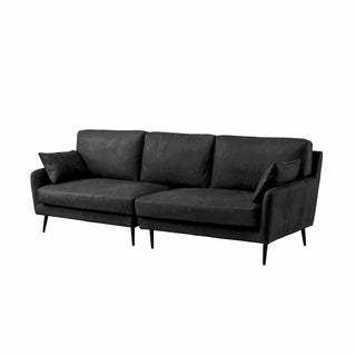 angle view of couch sofa in new black  leather