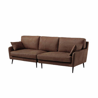 angle view of couch sofa in medium brown leather