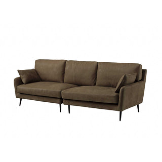 angle view of couch sofa in whiskey brown leather