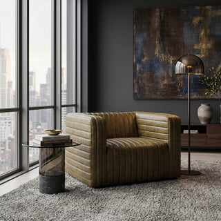Metro Stripe Channel Quilted Full-Grain Leather Armchair