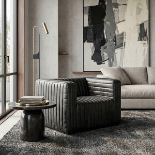 Metro Stripe Channel Quilted Full-Grain Leather Armchair