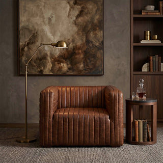 Metro Stripe Channel Quilted Full-Grain Leather Armchair