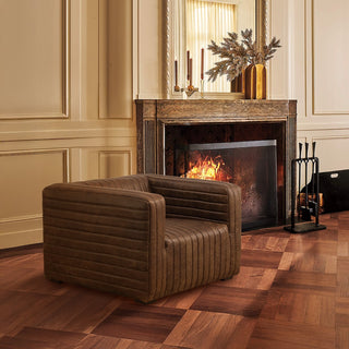 Metro Stripe Channel Quilted Full-Grain Leather Armchair