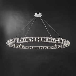 Unlit Aura ring chandelier, small bulbs mounted between double upper and lower rails joined by short posts