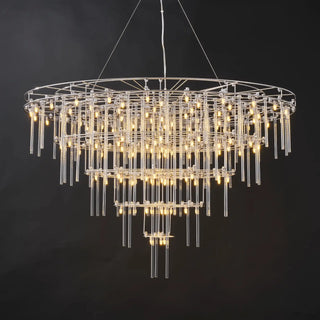 Aura Round Tiered Glass Rod Chandelier