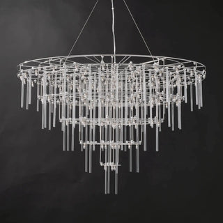 Aura Round Tiered Glass Rod Chandelier