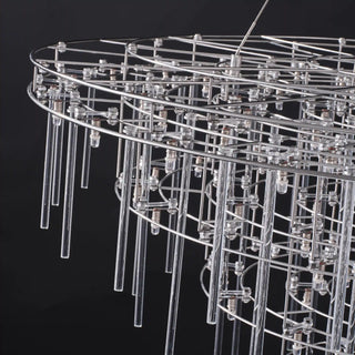 Aura Round Tiered Glass Rod Chandelier