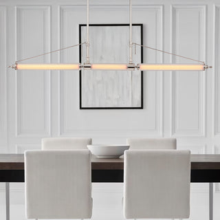 Moorizon Aurora linear glass chandelier, long island light with luminous tubes
