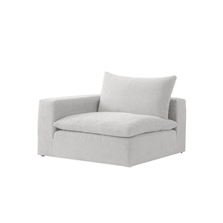 Moorizon Balance Collection white fabric sofa RAF (right arm facing) chair, modern sectional piece