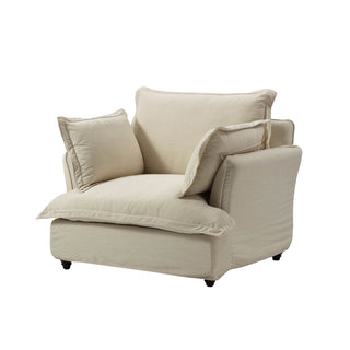 Moorizon Basic American ivory fabric sofa, single modern sofa for home interiors