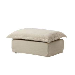 Moorizon Basic American ivory fabric sofa footstool, modern ottoman for living room seating