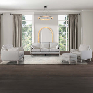 Moorizon Basic American speckled white fabric sofa, calista round chandelier and calista floor mirror with modern contemporary living room sofa