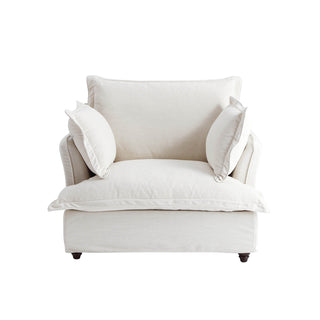 Moorizon Basic American white fabric sofa, contemporary single sofa for living room