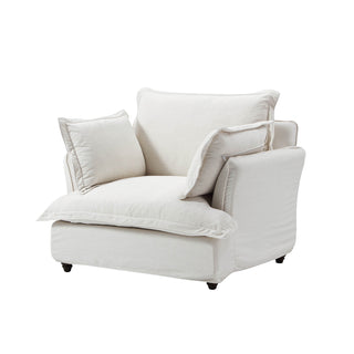 Moorizon Basic American white fabric sofa, single modern sofa for home interiors