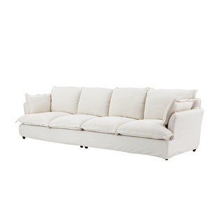 Moorizon Basic American white fabric sofa, 4-piece modern living room sofa collection