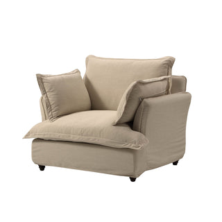Moorizon Basic American tan fabric sofa armchair, modern single-seater lounge chair