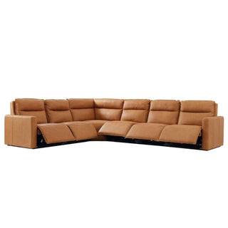 Moorizon Brown Bold Leather modular power sofa, modern reclining leather sofa design