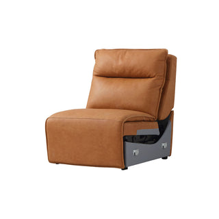 Moorizon Bold Leather modular power sofa armless module, luxury leather sectional chair