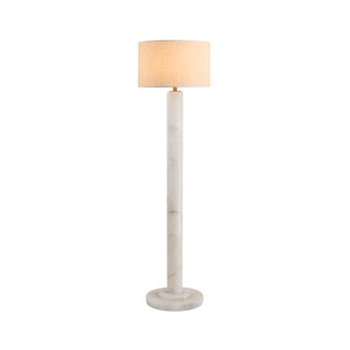 Moorizon Calista calcite column drum floor lamp on white background