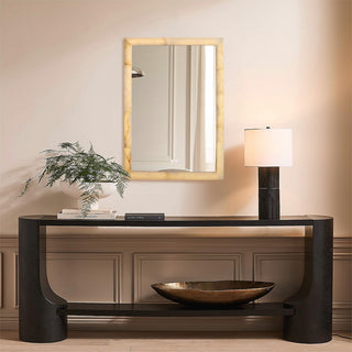 Moorizon Calista rectangular wall mirror styled above console, modern framed mirror for entryway and living room