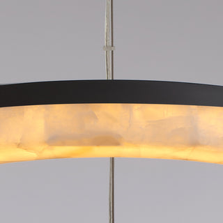 detail of stone ring detail and LED diffuser texture on Calista chandelier