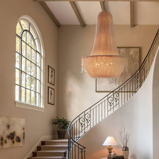 Moorizon Cascade large beaded chandelier with cascading drape, contemporary glam ceiling light