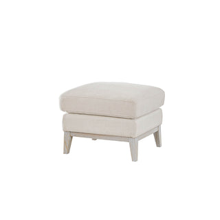 Moorizon Elegant Era white fabric sofa footstool, modern ottoman for living room