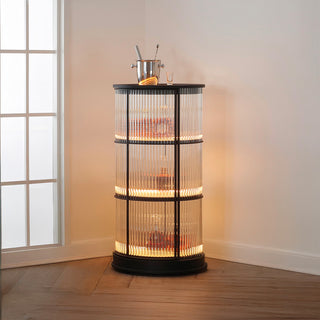Moorizon Gatsby round bar cabinet with LED shelves