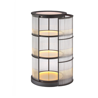 Moorizon Gatsby LED Bar Cabinet – Round illuminated bar cabinet with glass shelves and built-in LED lighting
