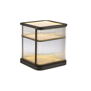 squared matte black metal frame modern LED bar cabinet and right-hand opening