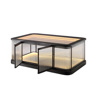 Moorizon Gatsby LED bar cabinet, lighted display storage with glass panels, contemporary cabinet for dining room
