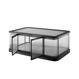 Moorizon Gatsby LED display cabinet, modern bar storage cabinet with glass doors, black metal frame accent piece