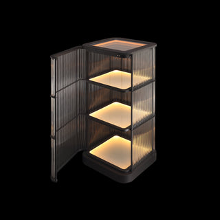 Moorizon Gatsby LED bar tower cabinet, tall illuminated display cabinet, modern glass storage for home bar