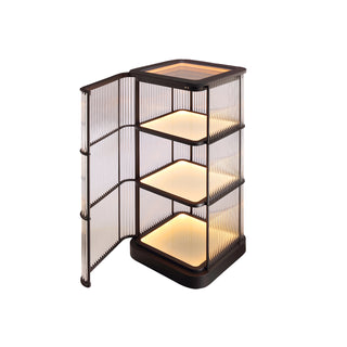 Moorizon Gatsby LED bar tower cabinet, tall glass display case with lighting, modern storage for dining room