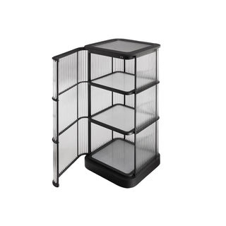 Moorizon Gatsby LED bar tower cabinet, contemporary tall display cabinet with glass panels, modern home bar cabinet