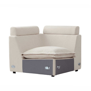 Moorizon Harmony Hug Lounger ivory fabric sofa corner piece, elegant modular sectional