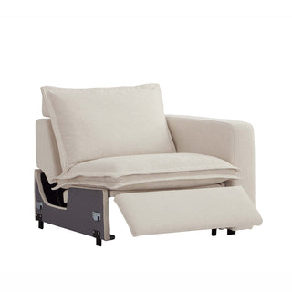 Moorizon Harmony Hug Lounger electric recliner ivory fabric sofa LAF (left arm facing), sectional sofa piece